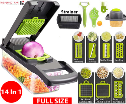 14-in-1 Multifunctional Vegetable and Fruit Chopper, Dicer, and Slicer for Kitchen Use