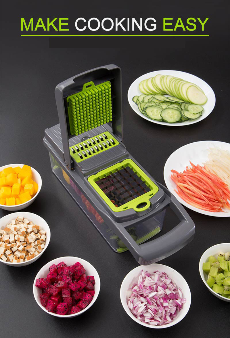 14-in-1 Multifunctional Vegetable and Fruit Chopper, Dicer, and Slicer for Kitchen Use